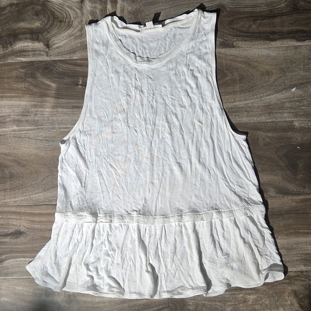 Wilfred White Ruffle Hem Tank Top